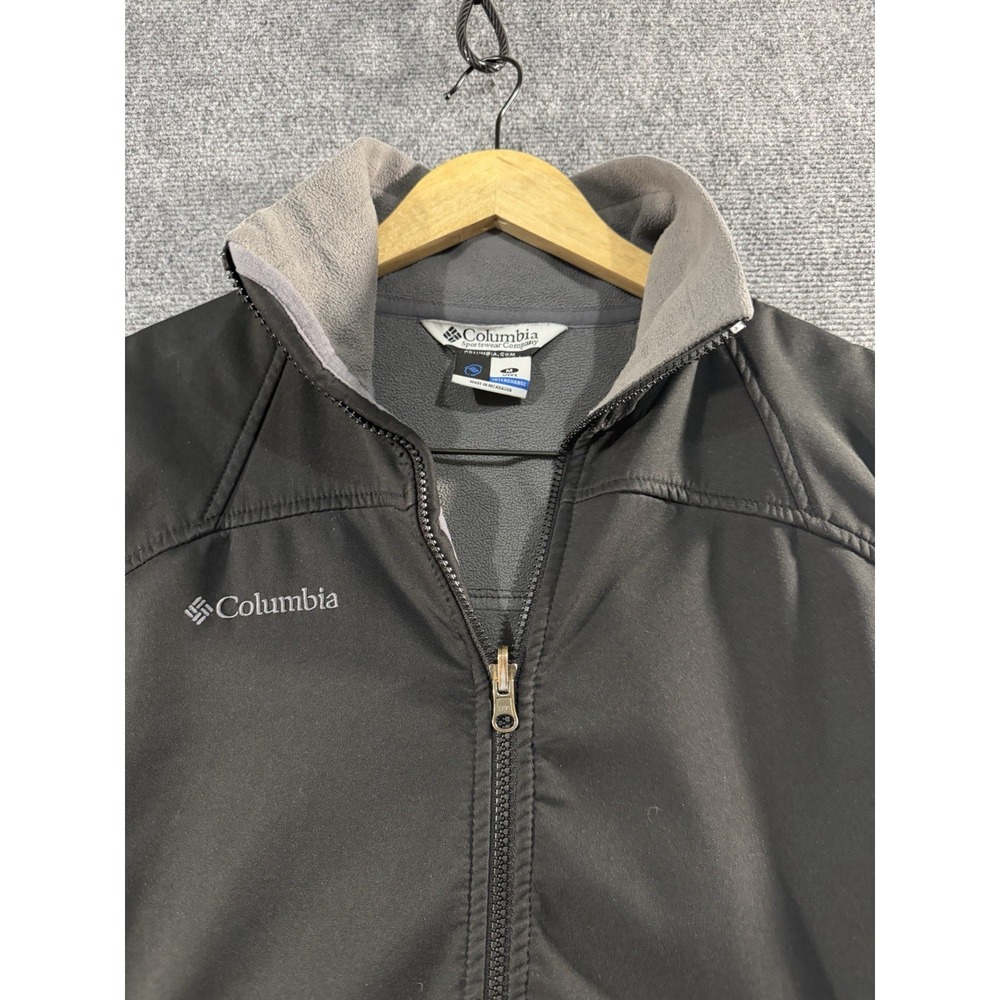 Columbia Softshell Fleece Jacket Men's Large Black L Omni-Shield
